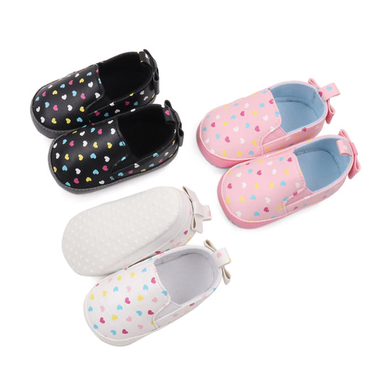 Baby Shoes Soft PU High Quality Spring and Autumn Style Cute Heart Dots for Newborn Toddler 0-9-18 Months Prewalk Shoes BHX3137