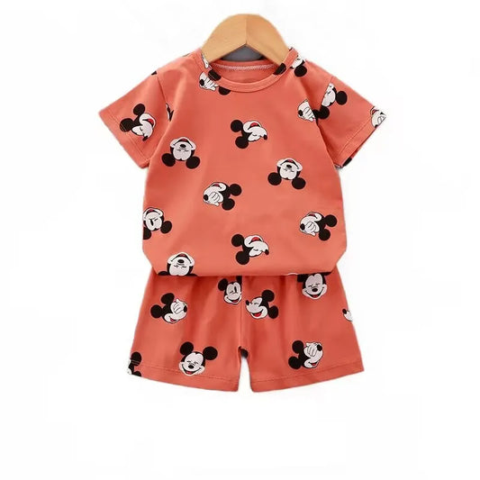 Summer cartoon T-shirt Shorts Children's boys Set Cotton Tees Pants Leisure Boys And Girls Babies Clothes Casual 2pcs
